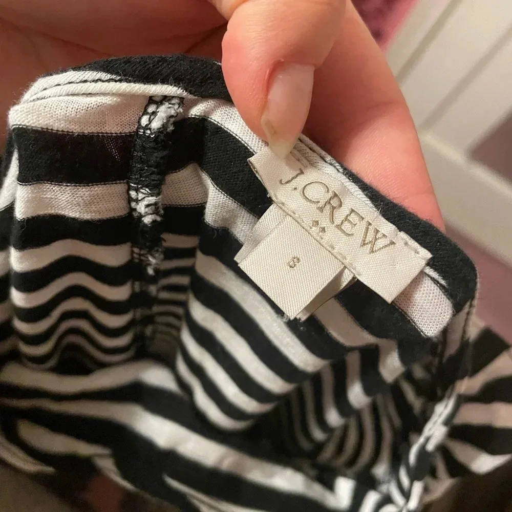 J.CREW STRIPED RUFFLE LONG SLEEVE SHIRT